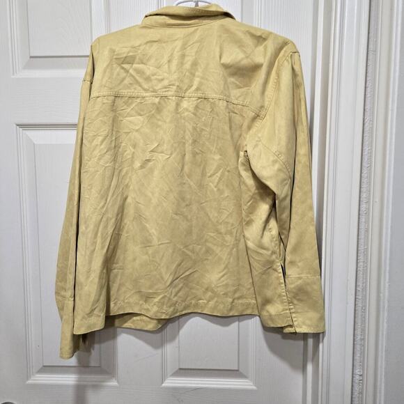 Chico’s Faux Suede Button Up Blouse Yellow Long Sleeve Top Size XL 3 - Picture 4 of 9